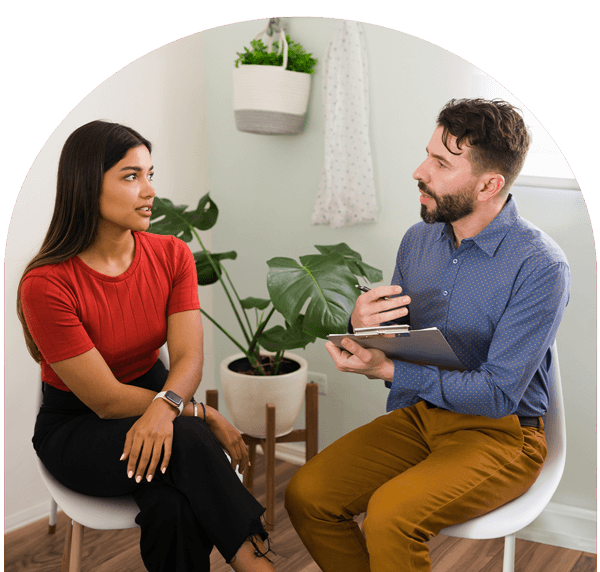 female client speaks to male counselor intern