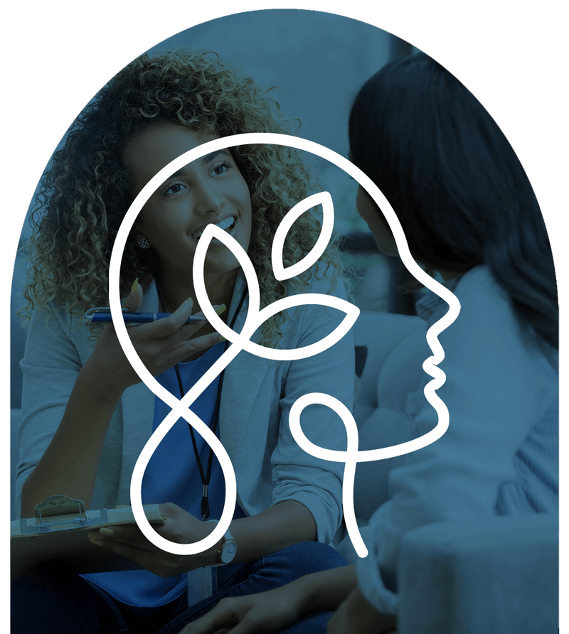 CCSC logo overlaid on photo of counselor speaking to client