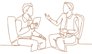 line drawing of conversation with counselor