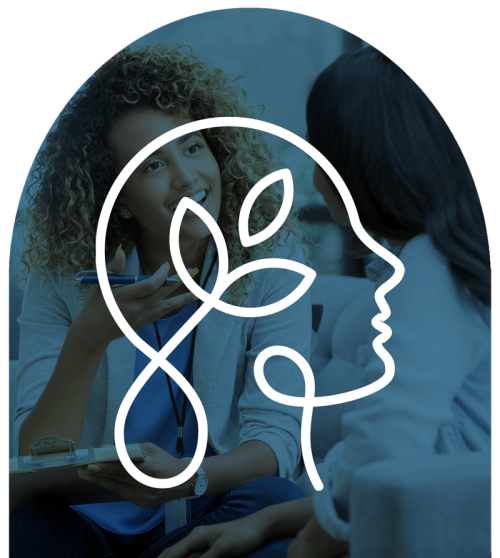 CCSC logo overlaid on photo of counselor speaking to client